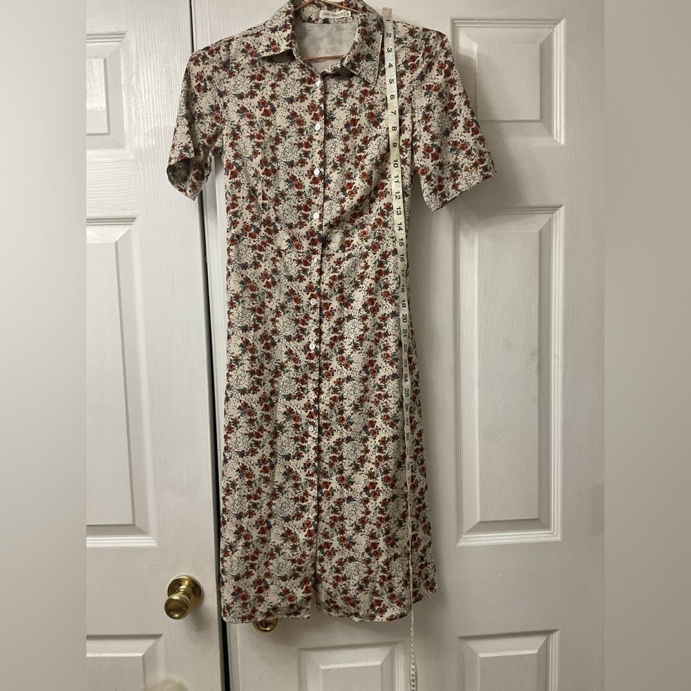 Jessica Robertson Women’s XXS Preppy Prairie Floral White Casual Shirt Dress